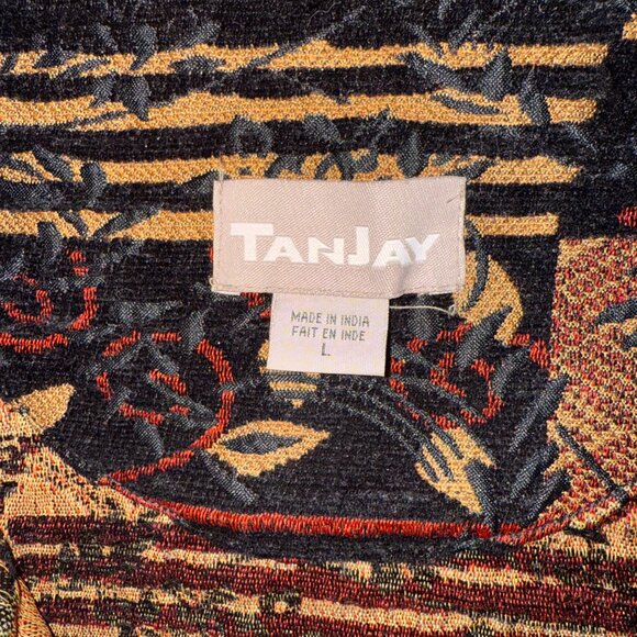 Tanjay Blazer Brocade Multicolor Jacket Geometric Pattern Long Sleeves Size L - Picture 4 of 12